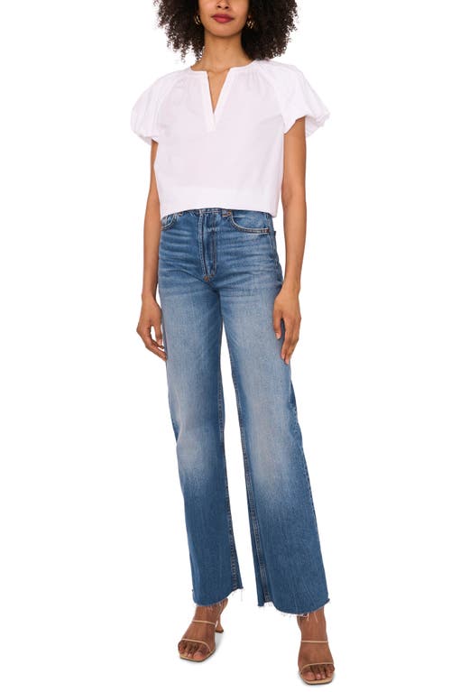 Shop Vince Camuto Puff Sleeve Cotton Top In Ultra White