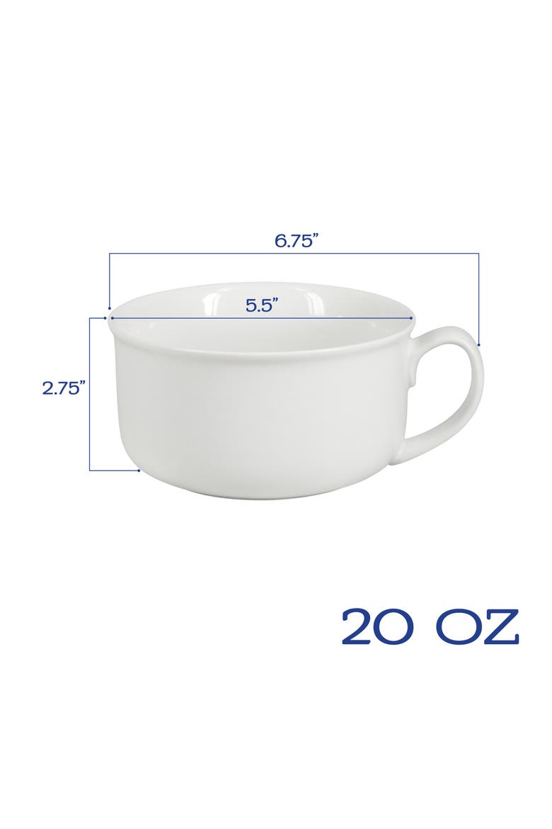 Set of 8 Soup Bowls with Handles, Alternate, color, WHITE