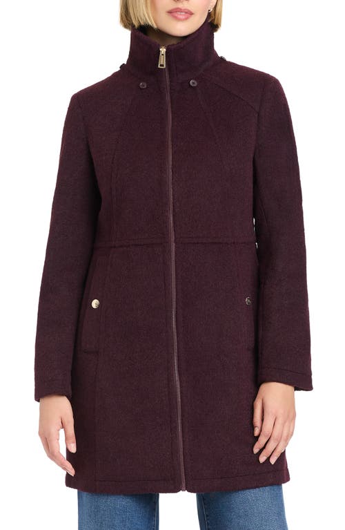 Vince Camuto Walking Coat With Removable Hood In Burgundy
