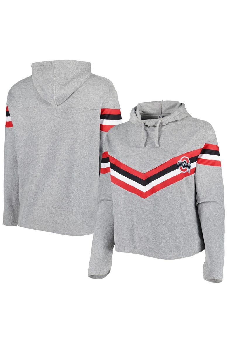 Women's Heather Gray/Scarlet Ohio State Buckeyes Plus Size Register Seam to Seam Pullover Hoodie, Main, color, Heather Gray