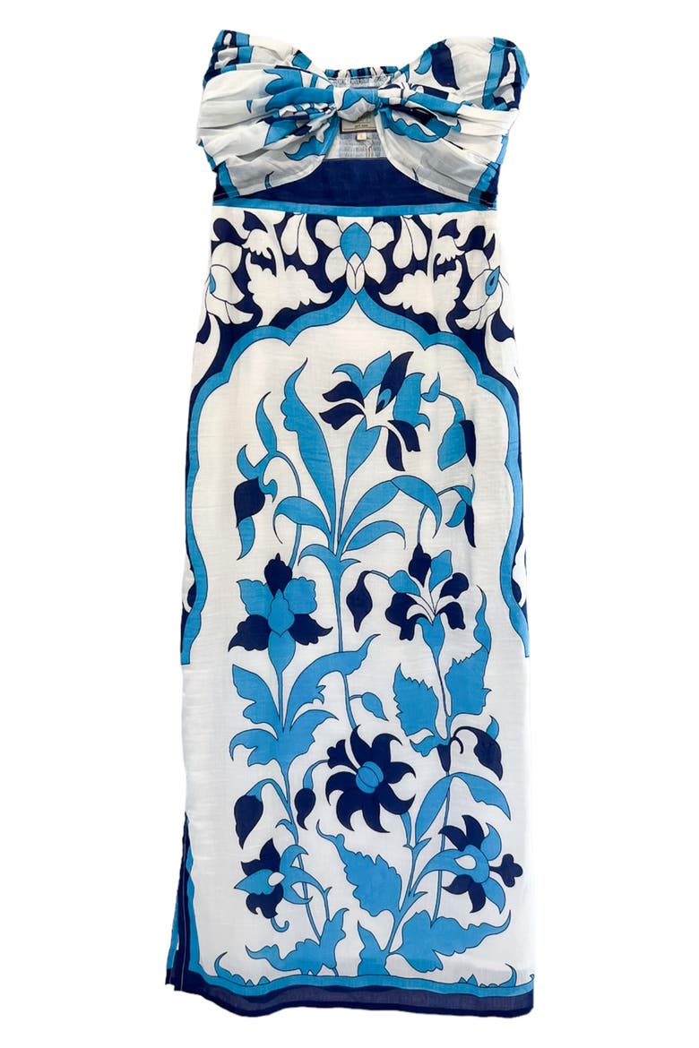 Bowie Strapless Maxi Cover-Up Sundress, Main, color, NAVY