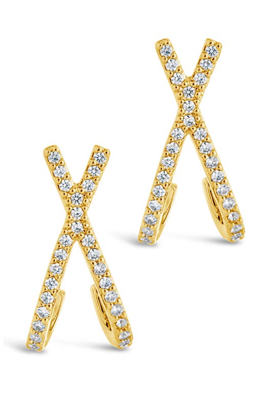 Sterling Forever Katie Cubic Zirconia Cross Stud Earrings In Gold