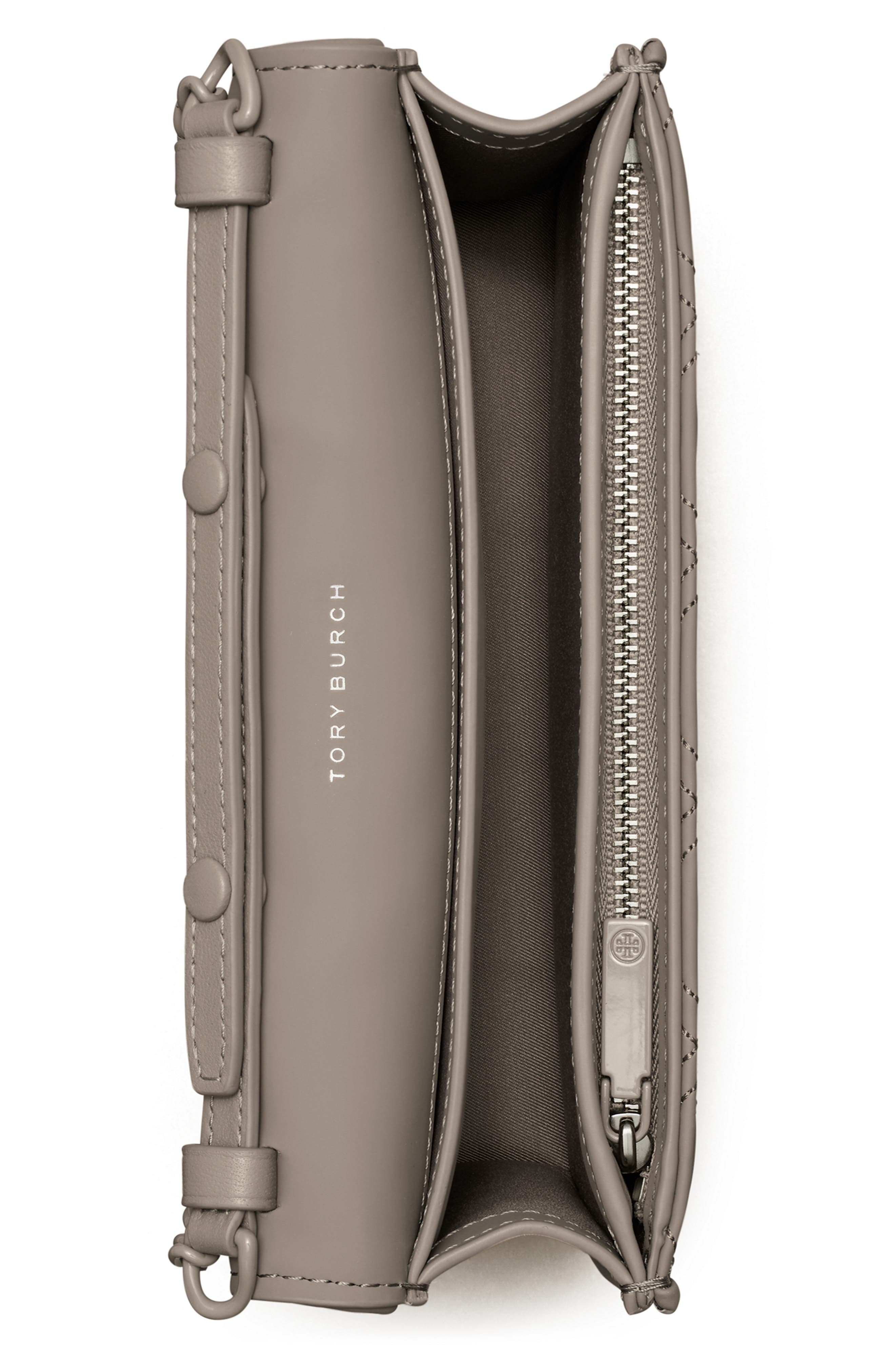 Fleming Matte Wallet on a Chain, Alternate, color, GRAY HERON