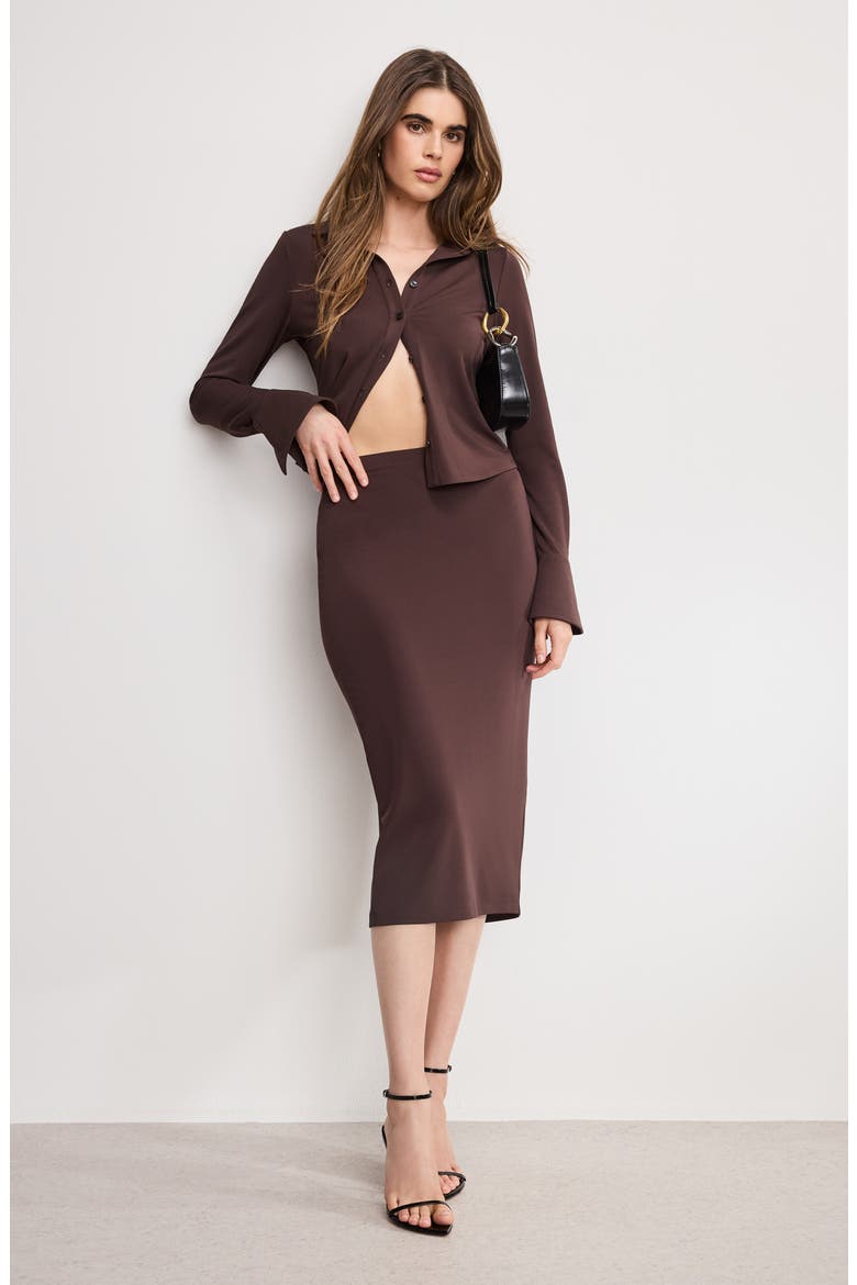 Matte Jersey Midi Pencil Skirt, Alternate, color, BARK003