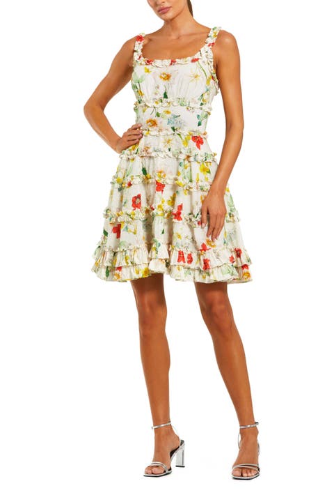 Floral Square Neck Ruffle Mini Dress