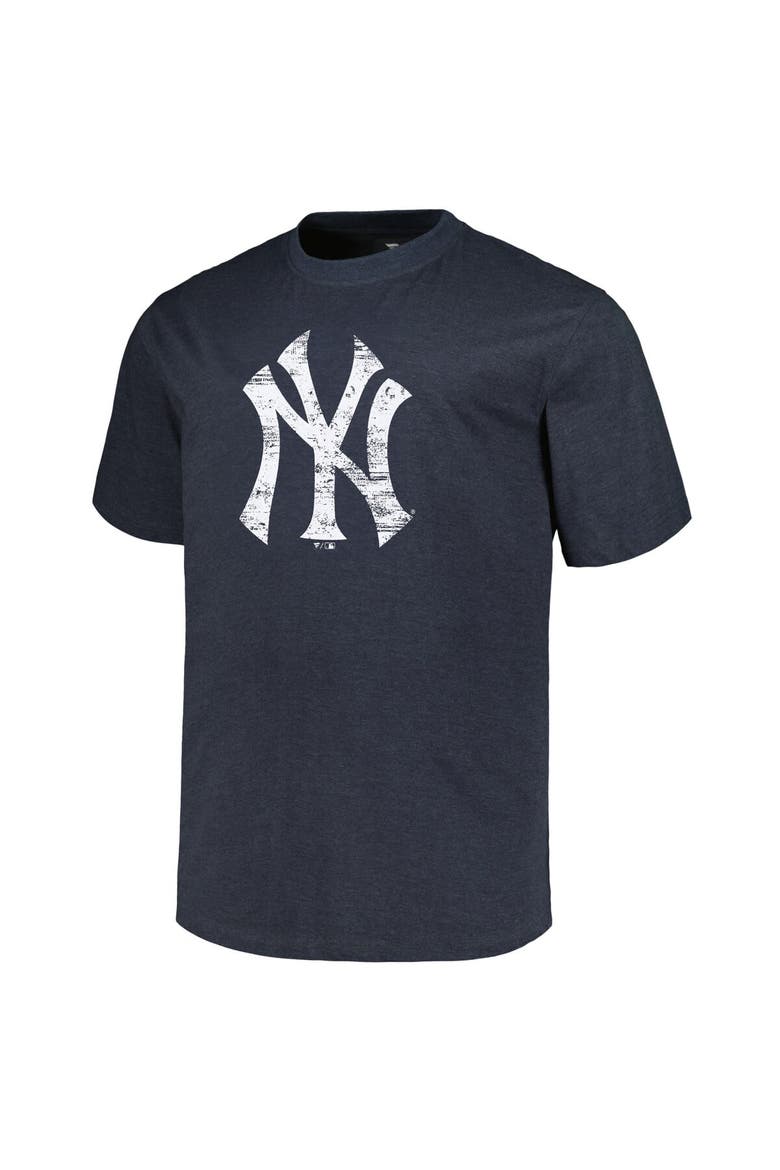 Men's Profile Heather Navy New York Yankees Big & Tall Weathered Logo T-Shirt, Alternate, color, Heather Navy