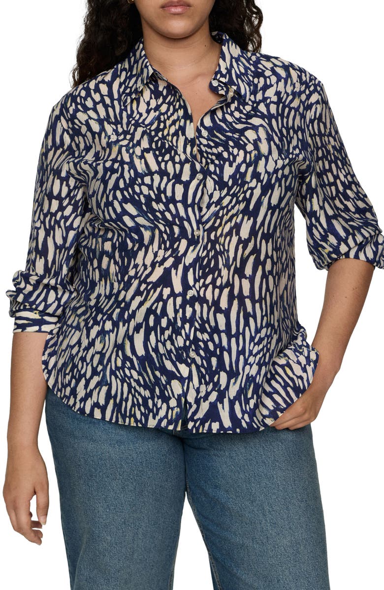 MANGO Abstract Print Button-Up Shirt, Alternate, color, 