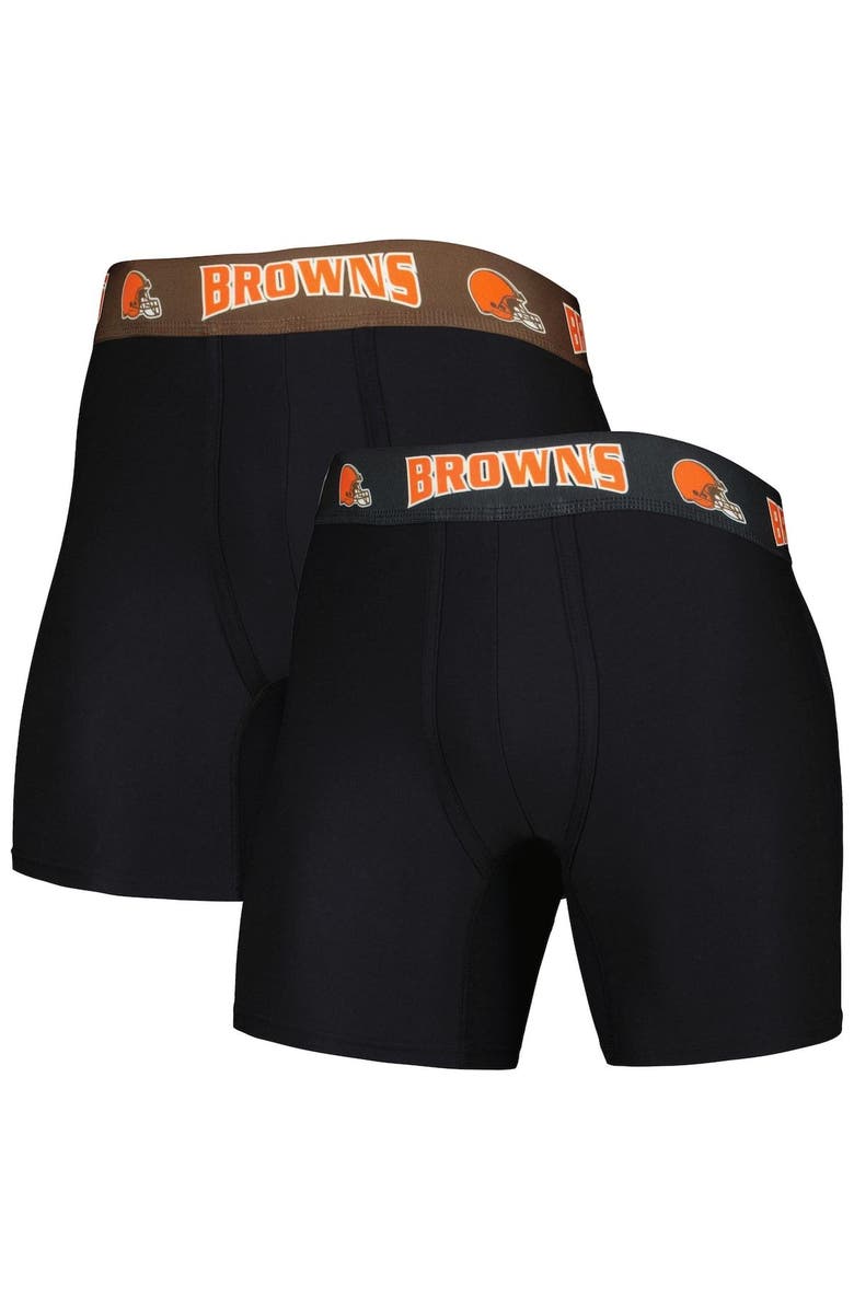 CONCEPTS SPORT Men's Concepts Sport Black/Brown Cleveland Browns 2-Pack Boxer Briefs Set, Main, color, Black