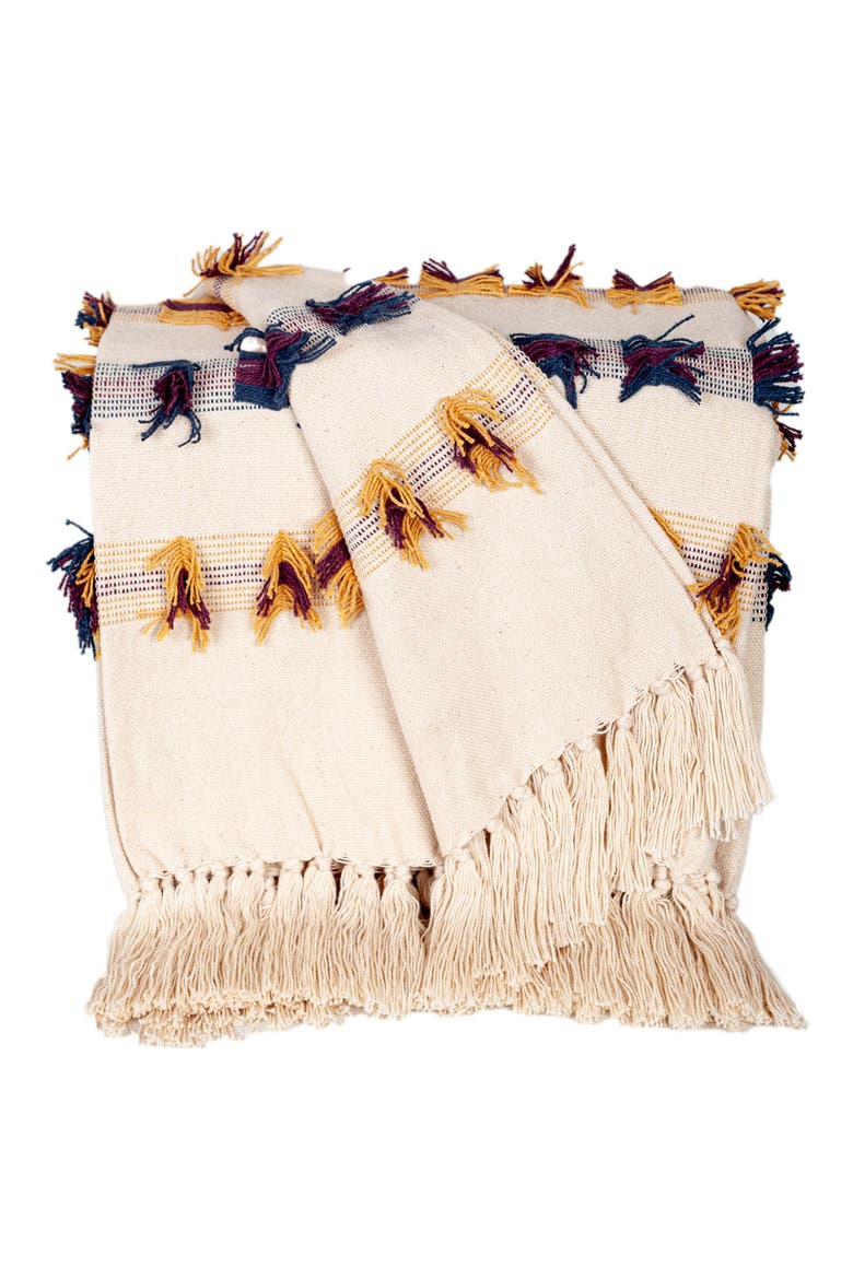 Tomoko Fringe Throw Blanket, Main, color, BEIGE MULTI