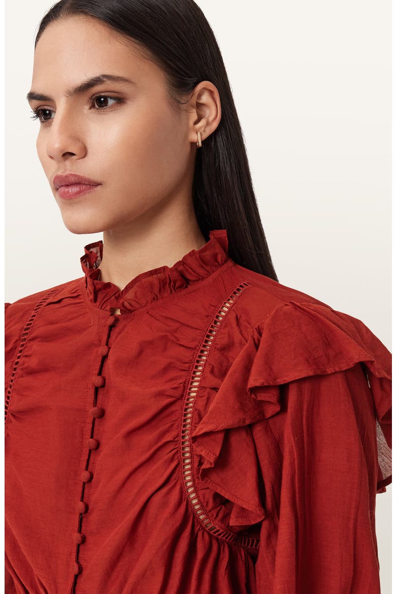 Lima Ruffle Peplum Top, Alternate, color, PAPRIKA RED
