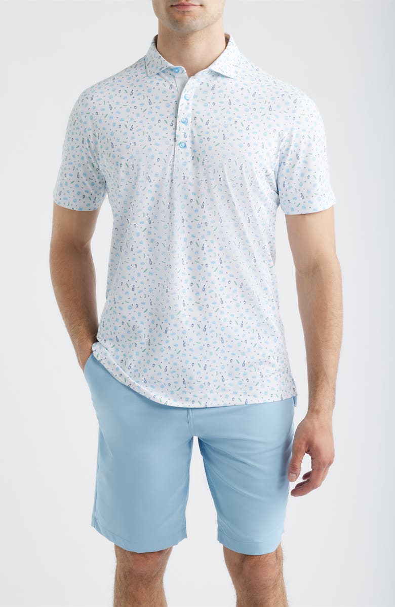 johnnie-O Burgers N' Beers Performance Polo, Main, color, White
