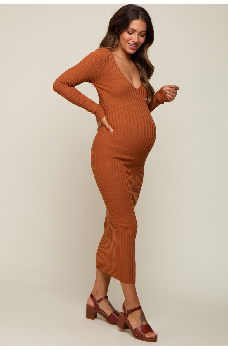 PinkBlush V-Neck Long Sleeve Fitted Maxi Dress, Alternate, color, 