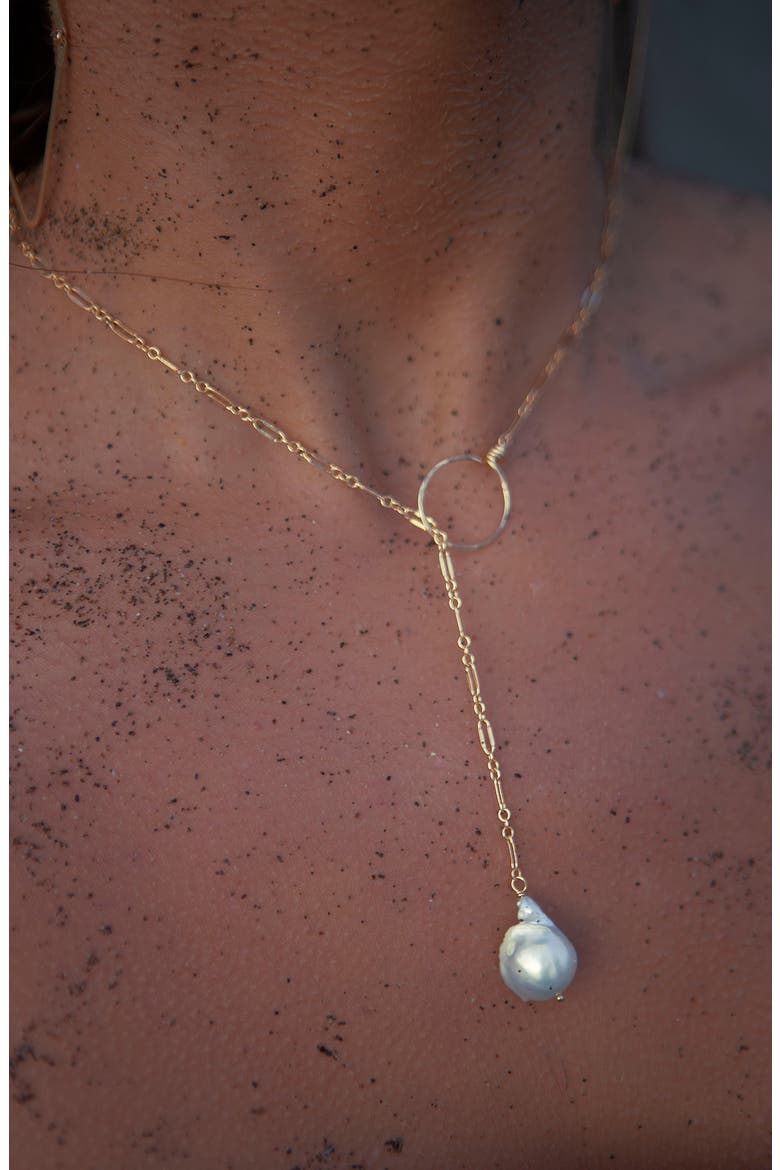 Amy Lariat, Alternate, color, 14K Gold Filled / Pearl