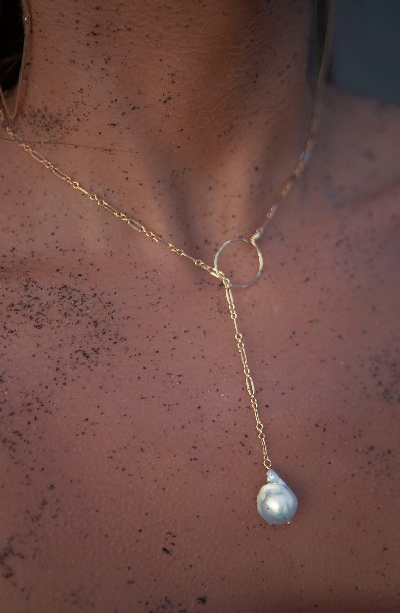 ALBISIA Amy Lariat, Alternate, color, 14K Gold Filled / Pearl
