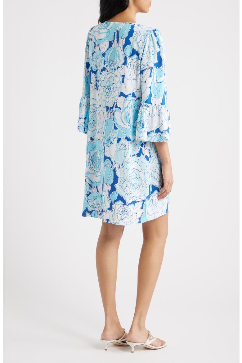 Danika Pleated Bodice Floral Tunic Minidress, Alternate, color, CAPRI BLUE ROSANNA