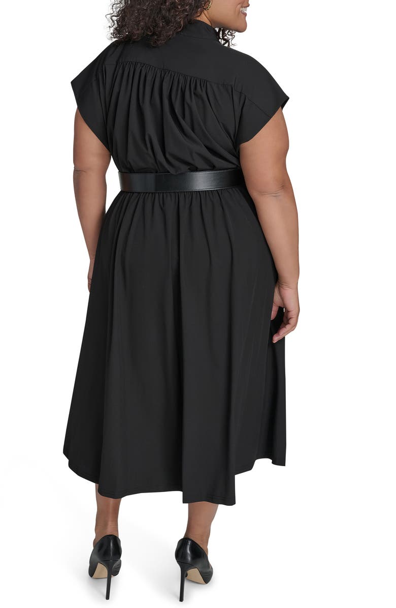 Calvin Klein Comm Belted Midi Shirtdress, Alternate, color, Black