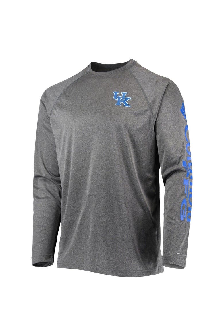 Men's Columbia Heather Charcoal Kentucky Wildcats Terminal Tackle Omni-Shade Raglan Long Sleeve T-Shirt, Alternate, color, Heather Charcoal