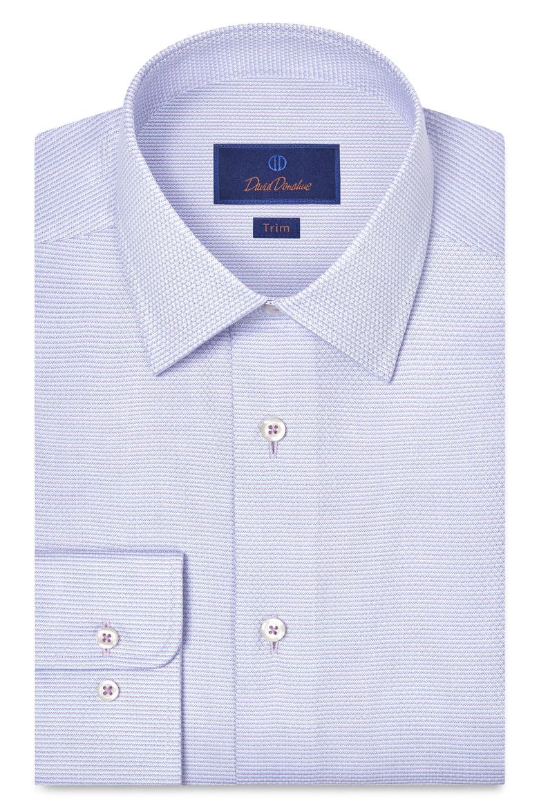 Trim Fit Microcheck Cotton Dobby Dress Shirt, Main, color, LILAC