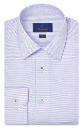 Trim Fit Microcheck Cotton Dobby Dress Shirt
