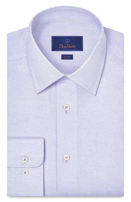 Trim Fit Microcheck Cotton Dobby Dress Shirt