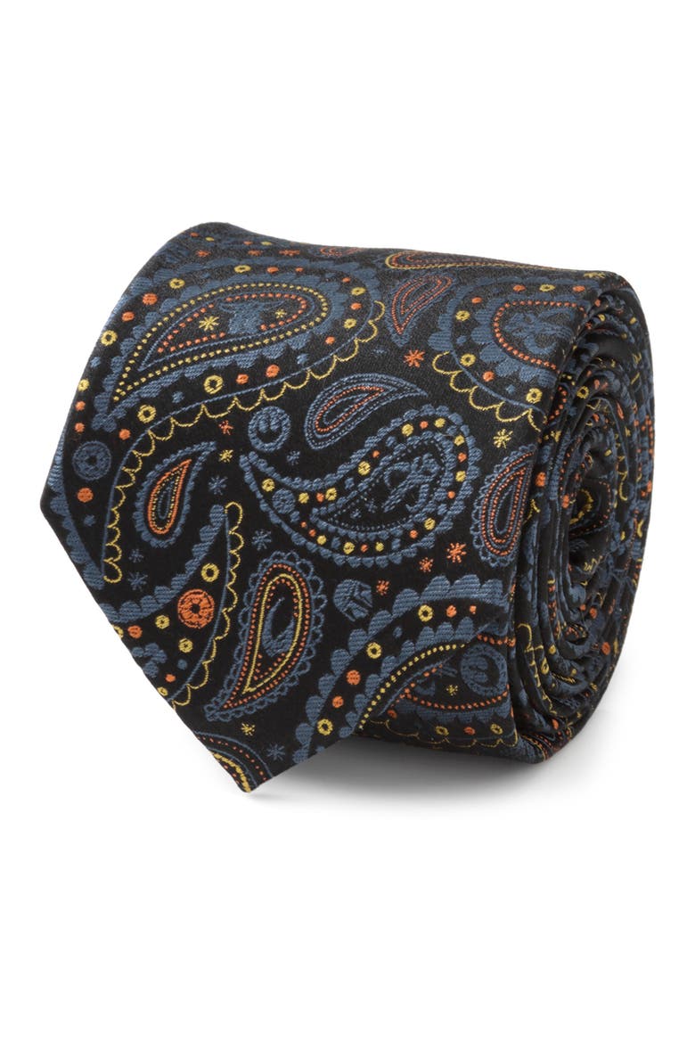 Star Wars™ Mandalorian Black Paisley Silk Tie, Alternate, color, MULTI