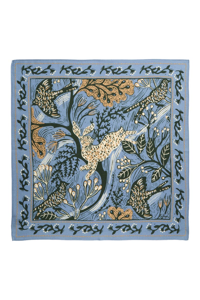 Nature Walk Silk Bandana, Alternate, color, DENIM BLUE