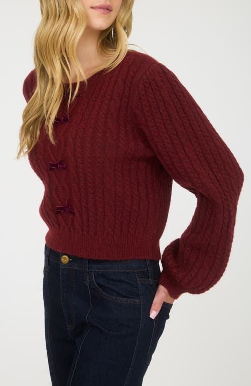 Blu Pepper Ribbon Crewneck Sweater In Burgundy