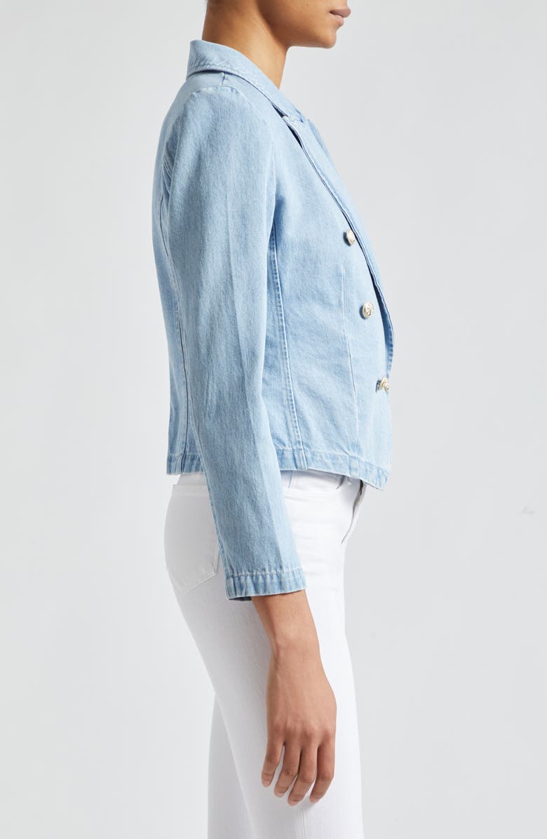 L'AGENCE Robbie Double Breasted Denim Blazer, Alternate, color, 