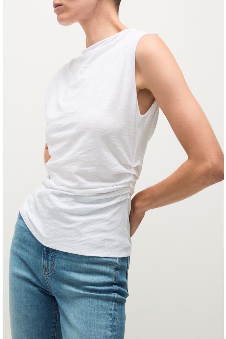 Brody Gathered Cotton Muscle Tee, Alternate, color, WHITE