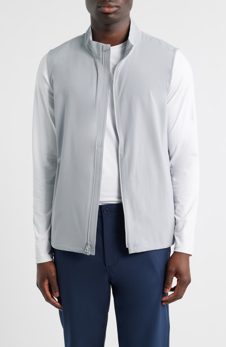 Peter Millar Dunes Water Resistant Golf Vest, Main, color, Gale Grey