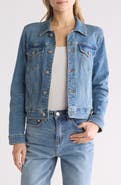 7 For All Mankind Classic Trucker Denim Crop Jacket