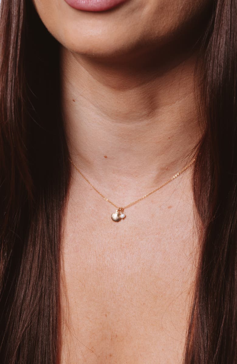 Set & Stones Shelly Pendant Necklace, Alternate, color, Gold