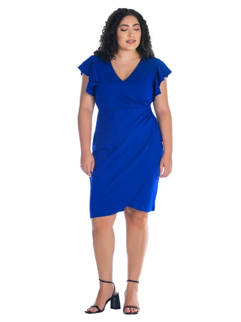 V-Neck Ruffle Sleeve Knee Length Dress