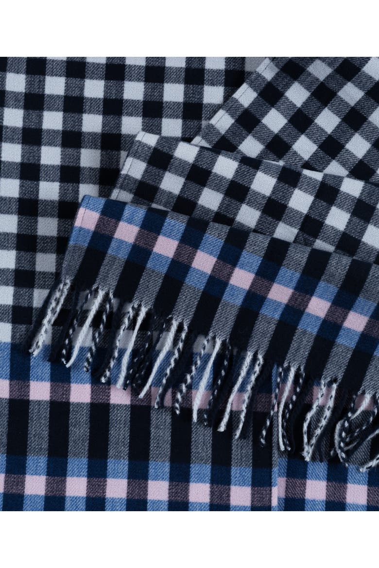 Bordered Check Ruana, Alternate, color, Navy