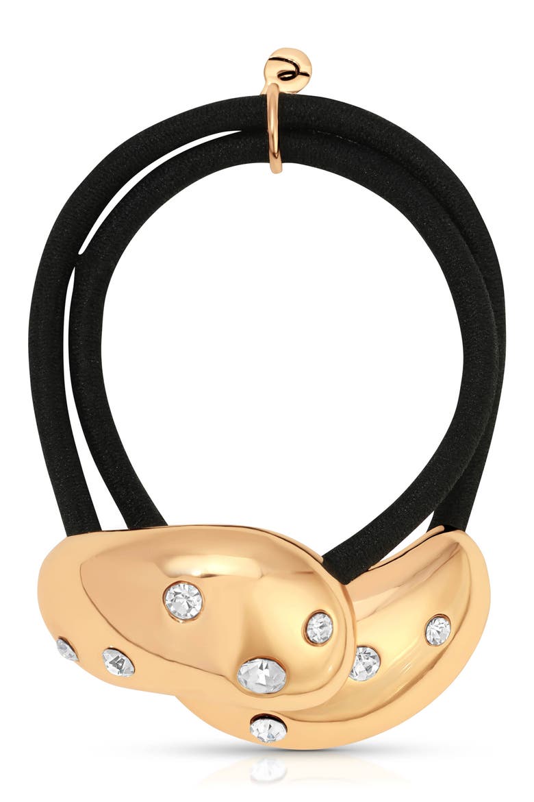 Crystal Studded Double Nugget Hair Tie, Alternate, color, GOLD
