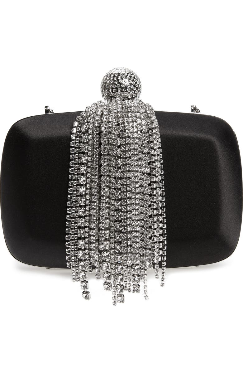 Roger Vivier Marlene Crystal Fringe Box Clutch, Main, color,