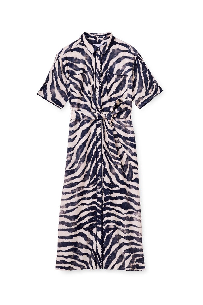Lucia Midi Linen Shirt Dress, Main, color, Painted Zebra