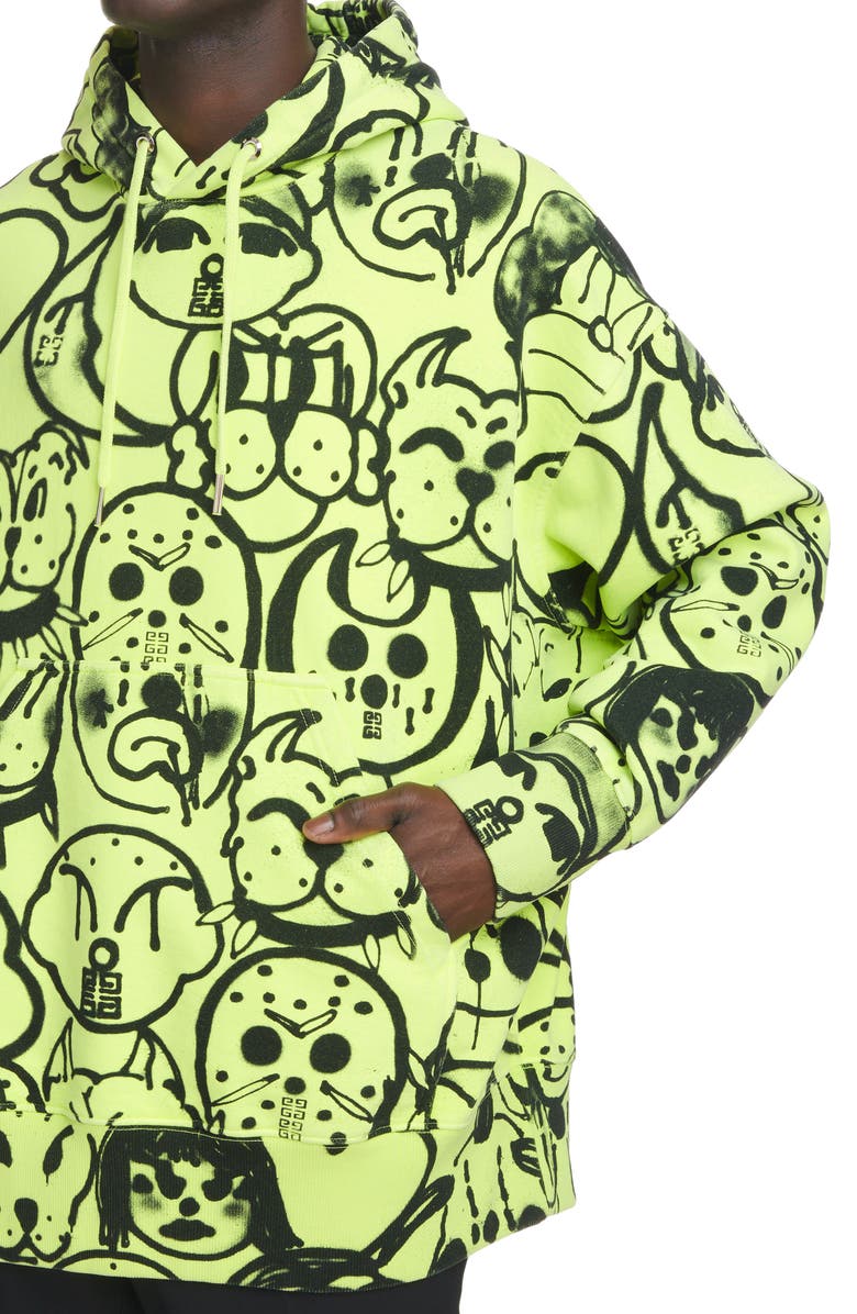 Givenchy x Chito Graffiti Graphic Cotton Hoodie, Alternate, color, 734 - Fluo Yellow