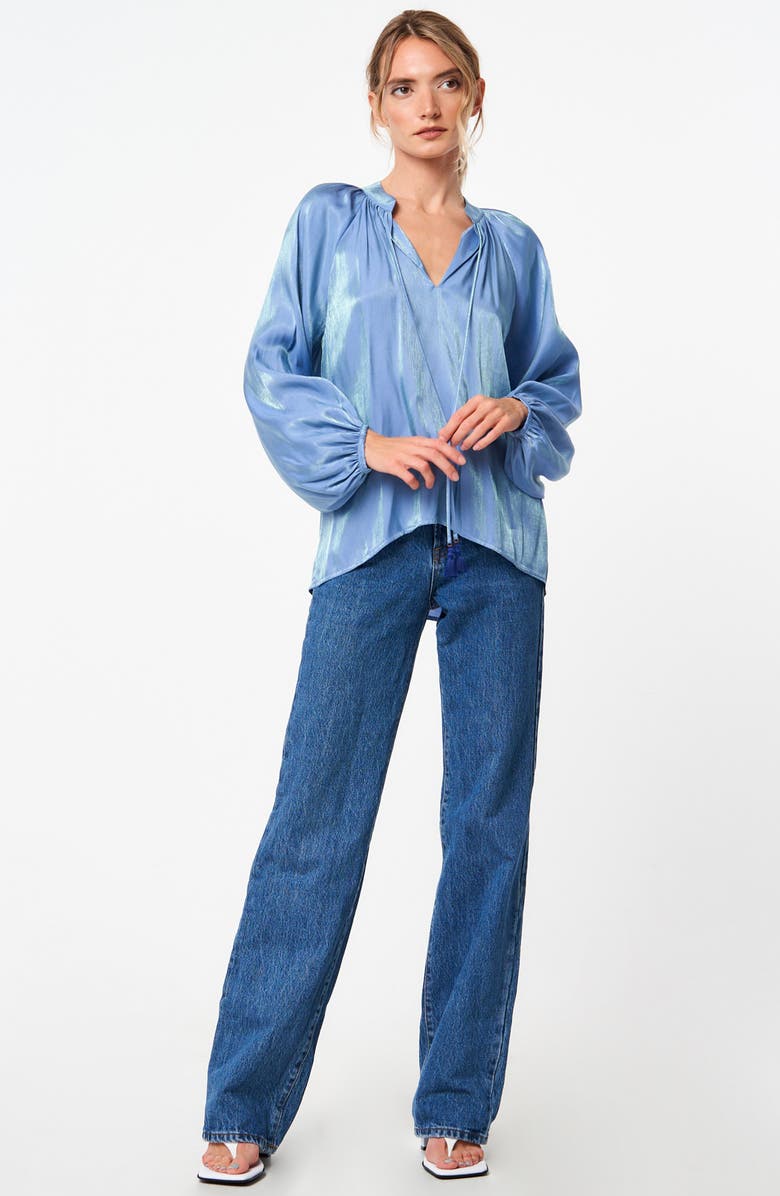 CIEBON Gefina Shimmering Tie Neck Top, Alternate, color, Blue