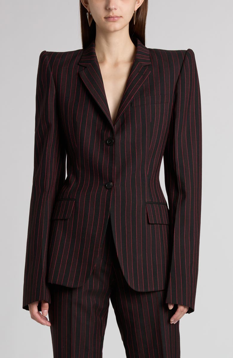 McQueen Archive Stripe Stacked Shoulder Wool Blazer, Main, color, 