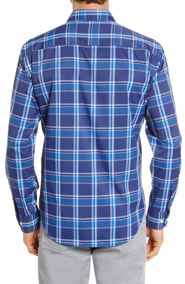 Bugatchi Shaped Fit Plaid Button-Up Performance Shirt, Alternate, color,
