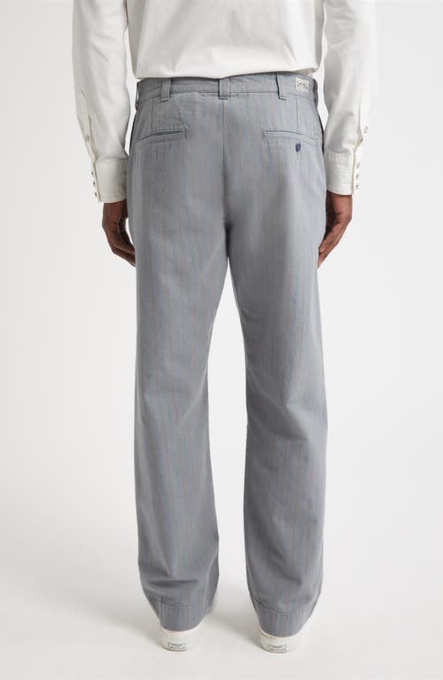 Double Rl Maitland Stripe Flat Front Cotton & Linen Chinos In Gray