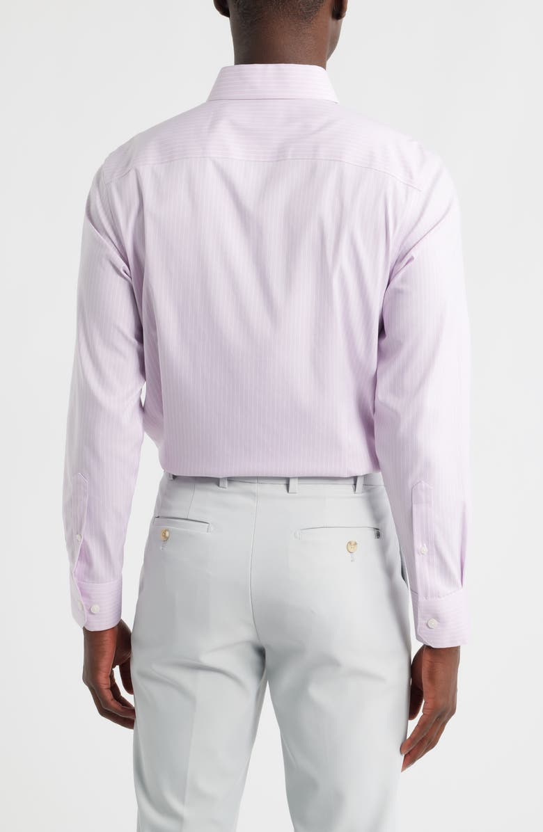 Mizzen+Main Hilton Pinstripe Performance Cotton Blend Button-Up Shirt, Alternate, color, Lavender Haze Chalk Stripe