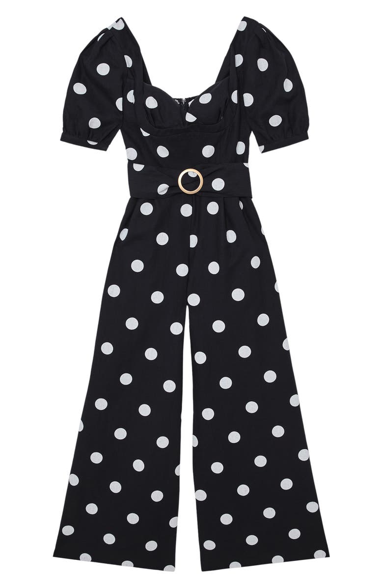 Reiss Brook Polka Dot Linen Jumpsuit, Alternate, color, 