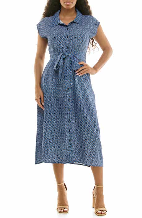 Nina Leonard Print Short Sleeve Shirtdress