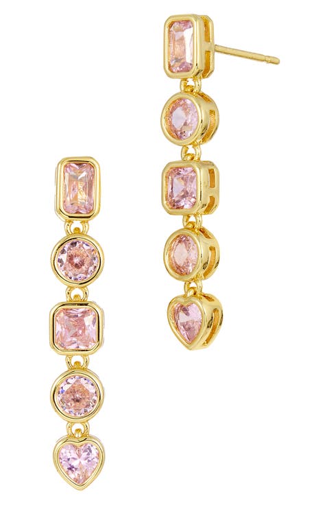 Multishape Cubic Zirconia Linear Drop Earrings