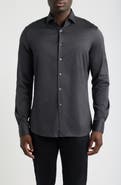 Canali Regular Fit Cotton Jersey Button-Up Shirt