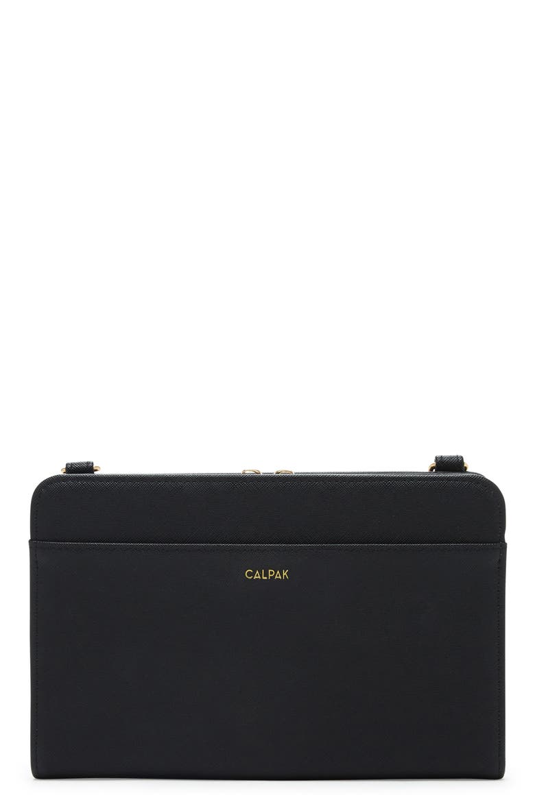 Faux Leather RFID Travel Wallet, Main, color, BLACK