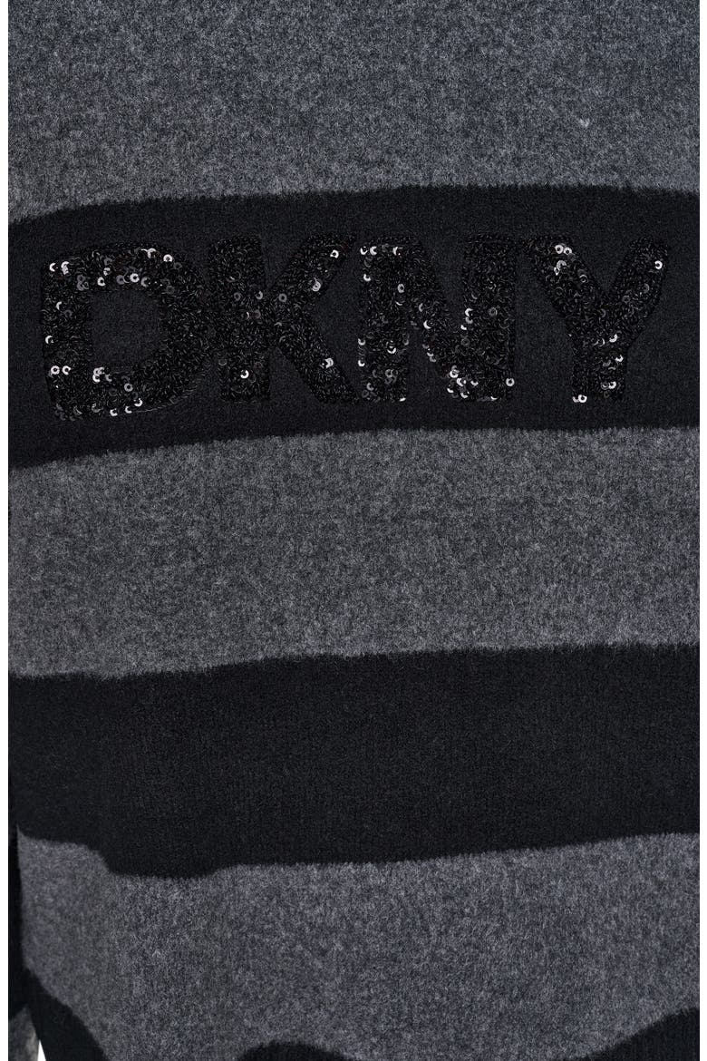 Sequin Logo Stripe Sweater, Alternate, color, BLK/ ASPHAL