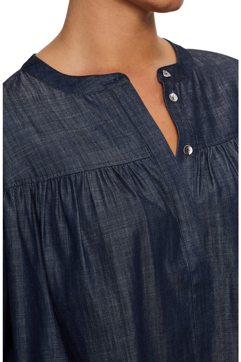 Personal Best Shirred Button-Up Shirt, Alternate, color, MOONSHADOW BLUE